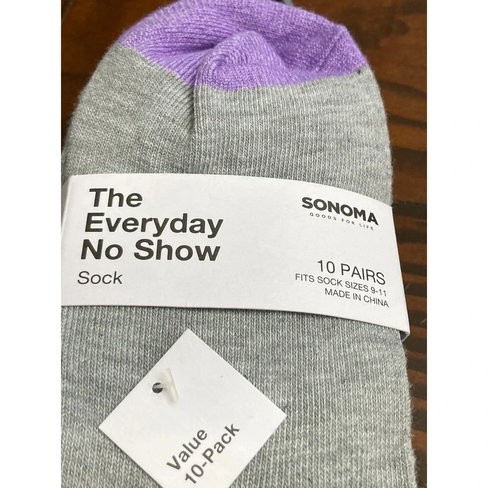 Sonoma The Everyday No Show 10 pack Gray NWT Sock Size‎ 9-11 Women